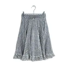 レディース フレアスカート M モノトーン ドット柄 ひざ丈 カジュアル