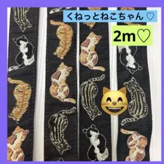 インド刺繍リボン 日本ねこちゃん 2m♡可愛い - メルカリ