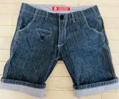 デニムショートパンツ★ロールアップ★ストライプW-30★California★
