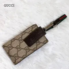 グッチ クリップ オン ポーチ シェリーライン GGキャンバス レザー レア