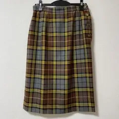 【美品】トリコーサ チェック柄タイトスカート サイドボタン付き