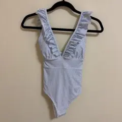 h&m ストライプ柄 フリル ワンピース水着のサムネイル