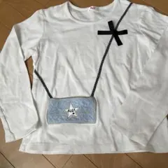 ALGY ホワイト 長袖カットソー リボン付き