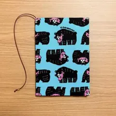 《 四六判》ブックカバー ハンドメイド シャケクマ ブルー