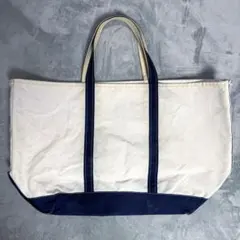 80s LLBEAN トートバッグ ビーントート L ネイビー ギザタグ ラージ