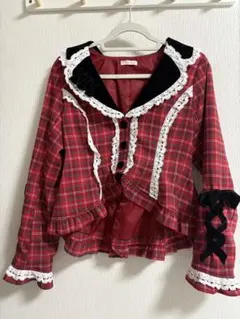 H.NAOTO チェック柄 蝶々刺繍 レースアップ ジャケット - メルカリ