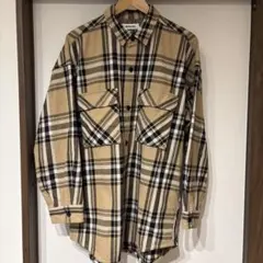 monkey time ベージュチェックネルシャツ(厚手)
