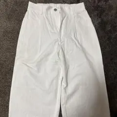 ホワイト ワイドパンツ コットン混紡