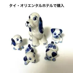 【タイで購入】犬の陶器製置物5体セットのサムネイル