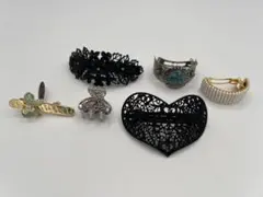 バレッタ レトロ ブラック パール系 ６点