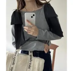 NICECLAUPビック リボン 付き オフショル 長袖　ニット トップス