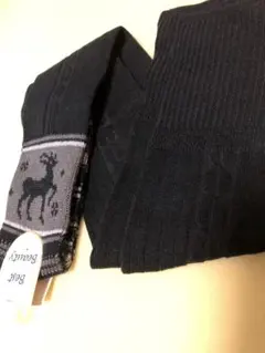 ニーハイソックス　23-25 黒　柄あり　未使用　ブラック　靴下　タイツ　暖かい