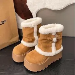 厚底 ムートンブーツ ルーズブーツ レディース スノーシューズ裏ボア　新品未使用
