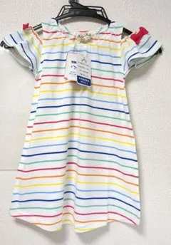 新品　丸高衣料　ワンピース　カラフル　ボーダー　オフショルダー　95のサムネイル