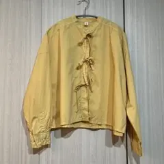 長袖ブラウス 黄色 リボンシャツ　スタンドカラー figLondonのサムネイル