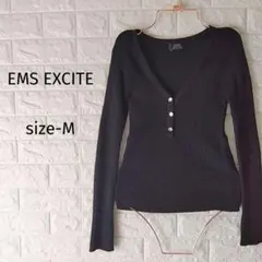 ら*フ様 300円〜美品✨エムズエキサイト ラメ入りリブニット ビジューボタン