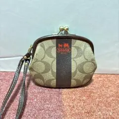 COACH コーチ がま口 コインケース シグネチャー ストラップ付