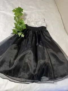 フォーマルワンピース　黒シンプルモノトーン　110