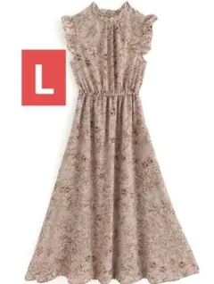 【美品】GRL 花柄フリルノースリーブフレアワンピース　L☆