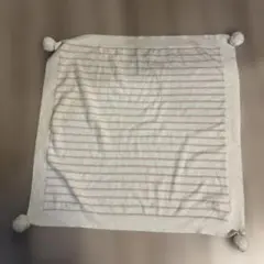 ジェラートピケ　ボンボン付きブランケット　ピンクボーダー