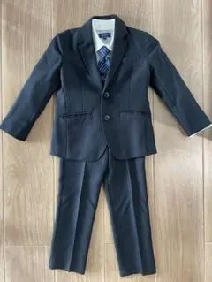 ネイビー スーツ 110cm ストライプシャツ ネクタイ付き