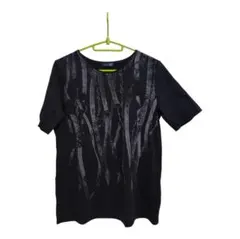 古着 Rough Rare ストライプ模様 半袖 Tシャツ ブラック M