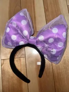 ミニーマウス水玉リボンカチューシャ　紫