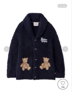 新品タグ付ジェラートピケオム ジェラートスノーベアジャガードショールカーディガン