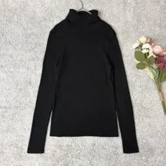 ジーユー　リブタートルネックセーター　ニット　ブラック 黒　長袖　プルオーバー