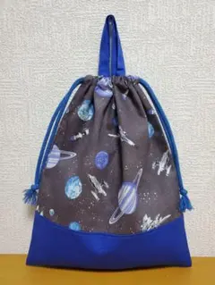 持ち手付き巾着袋 上靴入れ お道具袋 グレー トレイン ネイビー 新幹線