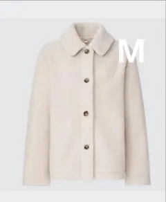 【ユニクロ 】ボアフリースステンカラーショートコート オフホワイト ★Mサイズ