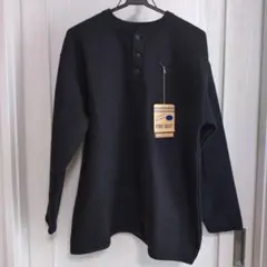 FINE SHOT ヘンリーネック ブラックスウェット　裏起毛　タグ付き
