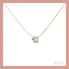 1粒ダイヤネックレス ゴールド ジルコニア チタン シンプル 韓国 華奢見え