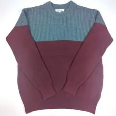 GLOBAL WORK　ニット 切替セーター 赤✕グレー　Mサイズ