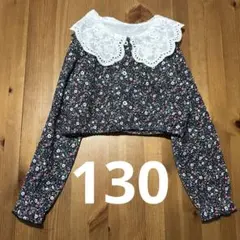 短め トップス 花柄 襟付き 130