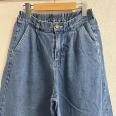 ワイドデニムパンツ ウエストゴム ブルーのサムネイル
