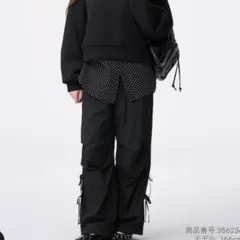 現在売り切れGU テックプルオンパンツ ブラック Mサイズシャカシャカリボン