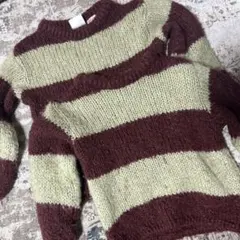 ZARA 緑と茶色のストライプ ニットセーター　96cm 104cm