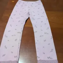 花柄 リブ レギンス パンツ 裾レース