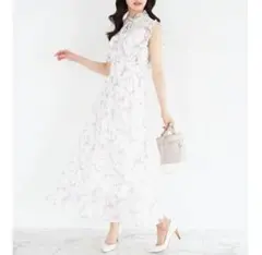 toccoclosetリボン＆フリル付きウエストシャーリングリボンプリーツワンピ