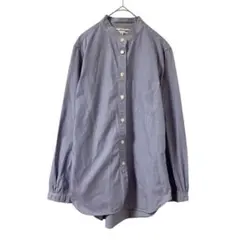 T691 ユニクロ　イネス　バンドカラーシャツ　長袖　ブルー　Ｍ　レディース