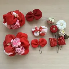 【メルカリ便】七五三髪飾り　赤　華やか　ヘッドドレス　着物リメイク