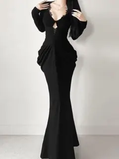 ロングドレス マーメイドスカート 春 パーティー シンプルシックな一枚