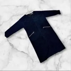 シェトワ　長袖ワンピース　ロング丈　ネイビー　Ｖネック　Mサイズ　無地シンプル