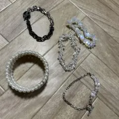 新品　パールとクリスタルのブレスレット5点セット