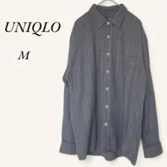 ユニクロ フランネルチェックシャツ グレー系 M ネルシャツ 長袖