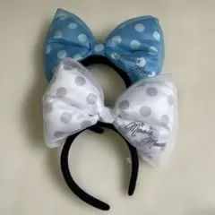 ディズニー ミニー デカリボンカチューシャ 水色・白