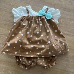 70サイズ 水玉模様 リボン付き 上下セット セットアップ ベビー 赤ちゃん
