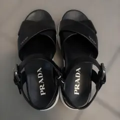 PRADA スポーツサンダル 厚底 レザー ブラック 37