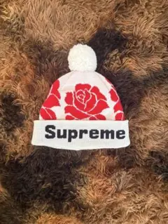 supreme シュプリーム ニット帽 ボンボン 水色ストライプ ビーニー